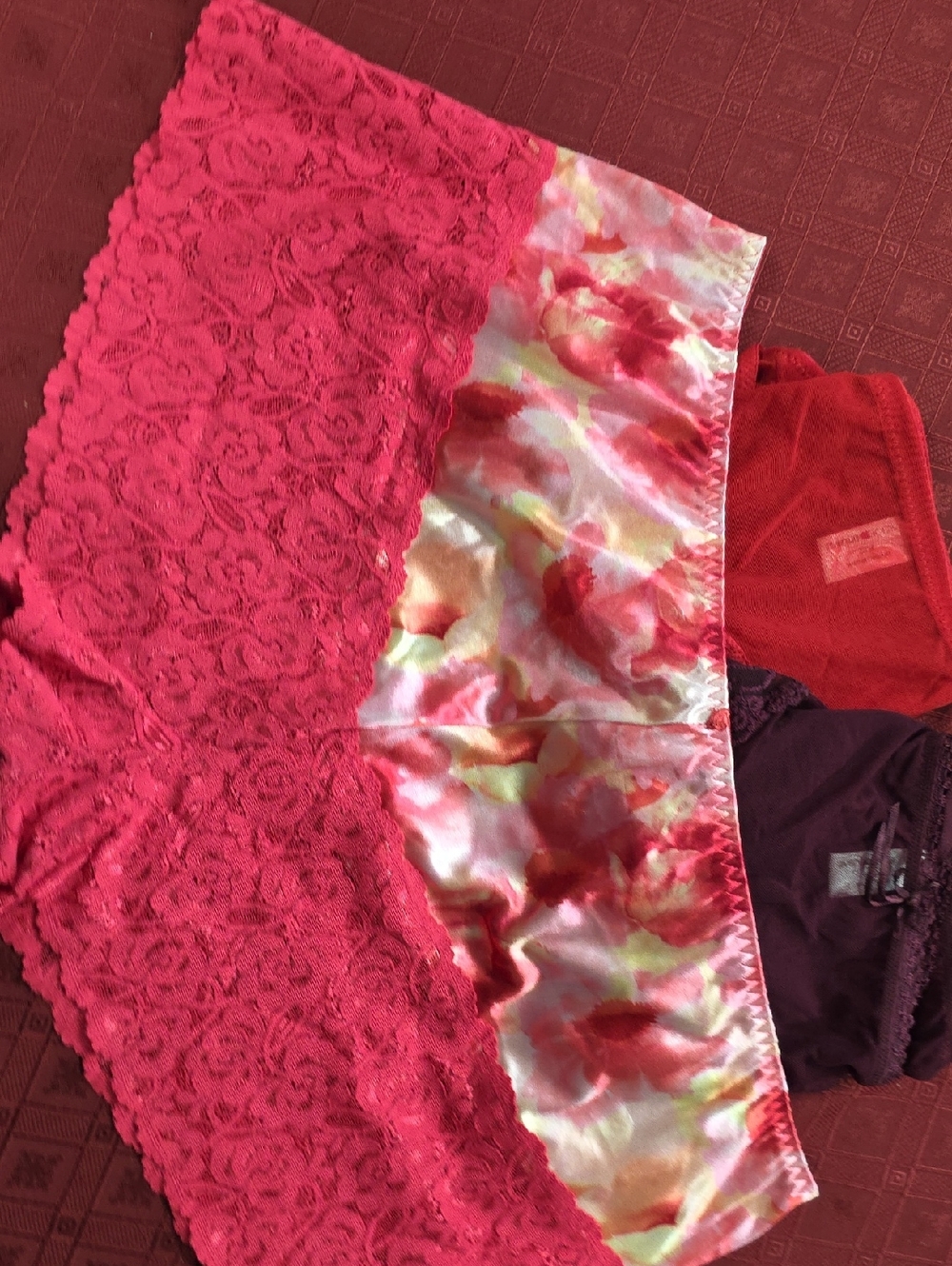 Women's Pink Lace and Floral Satin 2 Pack Panties
